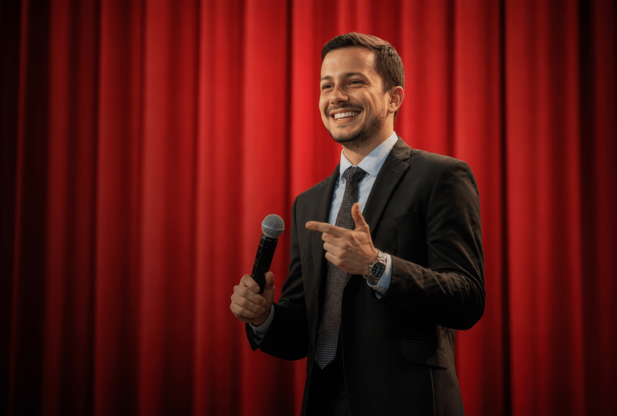 Mauro Lucas, consultor imobiliário, a falar em palco
